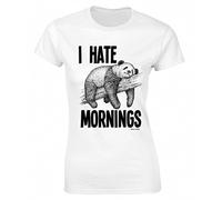 I Hate Mornings Funny Panda, Women's Organic Cotton Lazy Animal T-Shirt White