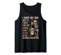 I Hate My Job But It Pays Me for The Beer Skeleton Retro Tank Top
