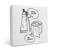 I Hate My Job Oh Please Funny Bathroom Signs,Bathroom Signs Decor,Rustic Wood Box Sign Block Plaque for Bathroom Washroom Restroom Toilet Shelf Table Decor,Bathroom Signs Decor Funny