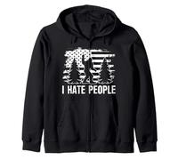 I Hate People Bigfoot American Flag Outdoor Humor Zip Hoodie