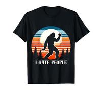 I Hate People Bigfoot Rock On Sign Forest Trail Mood T-Shirt