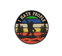 I Hate People Embroidered Patch - Funny Retro Quote Iron On Badge for Jacket Backpack Vest Hat - Nature Inspired Sew On Emblem with Sarcastic Wilderness Humor Theme