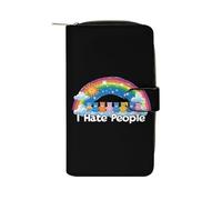 I Hate People Fashion Wallet Credit Card Holder Slim Coin Pocket Purse Handheld Phone Bags for Women Men 8×4.5×1.5 Inches