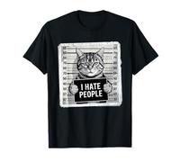 I Hate People Funny Cat Mugshot Art T-Shirt