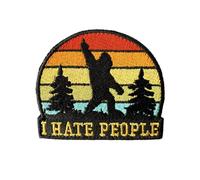 I Hate People Funny Patch - Sasquatch Bigfoot Sarcastic Tactical Morale Military Army Meme Embroidered Hook and Loop Patches for Backpacks Bags Clothes Vests Gym Badges and Hats