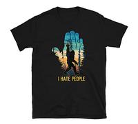 I Hate People Funny Vintage Retro Style Sasquatch Bigfoot Introvert Gift T-Shirt Black(Small)