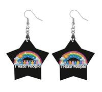 I Hate People Novelty Women's Dangle Earrings Fashion Printed Wood Earring Drop Pendants Jewelry