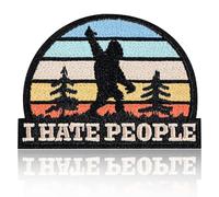 I Hate People Patch, Funny Sasquatch Bigfoot Embroidered Patch, Iron On Sew On Patch for Jackets, Backpacks, Hats, Outdoor Gear, DIY Wacky Meme Edgy Humor Gift for Wilderness Lovers & Social Avoiders