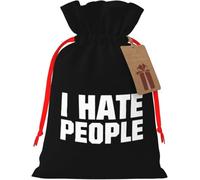 I Hate People Reusable burlap bag with drawstring for Christmas and party favors