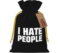 I Hate People Reusable burlap bag with drawstring for Christmas and party favors