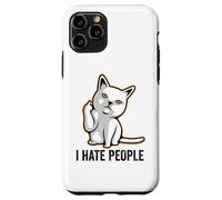I Hate People Sign,Funny Cat Giving the Finger Flipping Off Case for iPhone 11 Pro