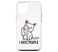 I Hate People Sign,Funny Cat Giving the Finger Flipping Off Case for iPhone 12/12 Pro