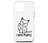 I Hate People Sign,Funny Cat Giving the Finger Flipping Off Case for iPhone 12 Pro Max