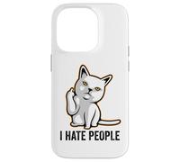 I Hate People Sign,Funny Cat Giving the Finger Flipping Off Case for iPhone 14 Pro