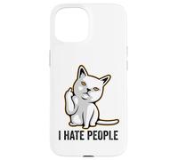I Hate People Sign,Funny Cat Giving the Finger Flipping Off Case for iPhone 15