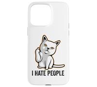 I Hate People Sign,Funny Cat Giving the Finger Flipping Off Case for iPhone 15 Pro Max