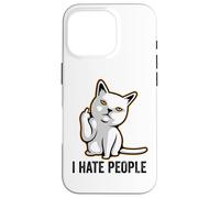 I Hate People Sign,Funny Cat Giving the Finger Flipping Off Case for iPhone 16 Pro