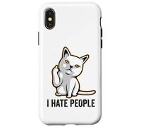 I Hate People Sign,Funny Cat Giving the Finger Flipping Off Case for iPhone X/XS
