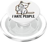 I Hate People Sign,Funny Cat Giving the Finger Flipping Off PopSockets PopGrip for MagSafe