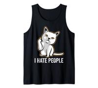 I Hate People TShirt,Angry Cat Giving the Finger Shirt,Funny Tank Top