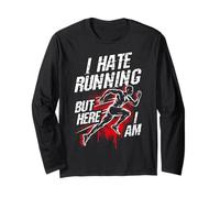 I Hate Running BUT HERE I American Flag Dog Silhouettes Long Sleeve T-Shirt