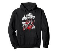 I HATE RUNNING BUT HERE I American Flag Dog Silhouettes Pullover Hoodie