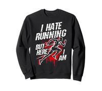 I HATE RUNNING BUT HERE I American Flag Dog Silhouettes Sweatshirt