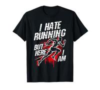 I Hate Running BUT HERE I American Flag Dog Silhouettes T-Shirt