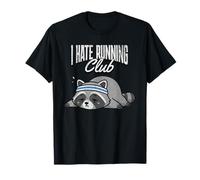 I Hate Running Club Raccoon Funny Cardio Hater Mascot T-Shirt