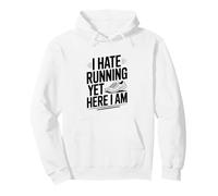 I Hate Running Yet Here I Am Funny Fitness Humor Pullover Hoodie