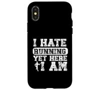 I Hate Running Yet Here I Am Funny Running Marathon Runner Case for iPhone X/XS