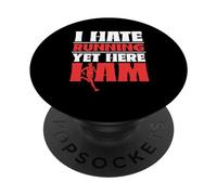 I Hate Running Yet Here I Am Jogger Runner Run Running PopSockets Adhesive PopGrip