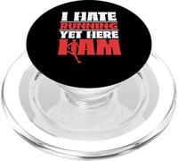 I Hate Running Yet Here I Am Jogger Runner Run Running PopSockets PopGrip for MagSafe