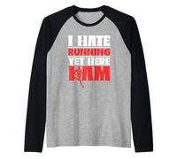 I Hate Running Yet Here I Am Jogger Runner Run Running Raglan Baseball Tee