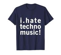 I Hate Techno Music - Funny Cool Anti Electro Music Quote T-Shirt, Men, Navy Blue, 5X-Large