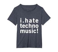 I Hate Techno Music - Funny Cool Anti Electro Music Quote T-Shirt, Women's Plus, Heather Blue, 4X