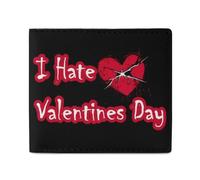 I Hate Valentine's Day Bifold Wallet Front Pocket with Money and Credit Card Holder for Men Women