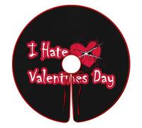 I Hate Valentine's Day Funny Christmas Tree Skirt Red 36 Inches Xmas Tree Mat Funny Decor for Family Christmas Holiday