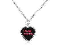 I Hate Valentine's Day Novelty Pet Urn Necklace Ash Holder Cremation Keepsake Memorial Jewelry