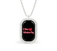 I Hate Valentine's Day Personalized Necklace Print Pattern Pendant With Chain Gifts For Women Men Silver-style-31