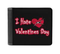 I Hate Valentine's Day Printed Bifold Wallet with Hidden Compartments Pocket Money and Credit Card Holder for Men Women
