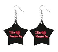 I Hate Valentine's Day Round Wooden Earrings Boho Drop Pendant Fashion Gifts for Women