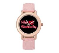 I Hate Valentine's Day Women's Wrist Watch Fashion Wristwatches with Pink Strap Gifts for Women Mother Wife Birthday