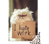 I Hate Work 1000-Piece Puzzle for Adults, 70x50cm/1000pcs; A Thoughtful Gift for A New Home; White Card Pieces for Cleaner Handling