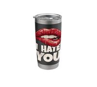I Hate You Funny Sarcastic Red Lips Biting Grunge Aesthetic Stainless Steel Insulated Tumbler