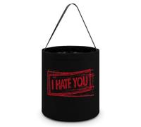 I Hate You Hallowee Bucket Candy Bags Canva Tote Bag | Portable Reusable Easter Basket Tricking or Treating Party Handbags