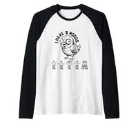 I Have 5 Moods Grumpy Angry Owl Humor for Men Women Raglan Baseball Tee
