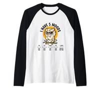 I Have 5 Moods Grumpy Angry Owl Humor for Men Women Raglan Baseball Tee
