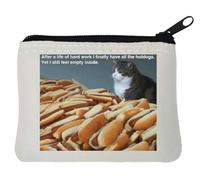 I Have All The Hotdogs but Still Empty Inside Funny Meme cat Neoprene Coin Purse Pouch 10x11cm White