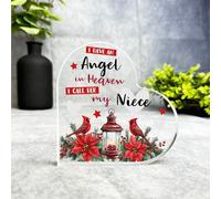 I Have An Angel In Heaven Niece Christmas Memorial Gift Heart Keepsake Plaque | Acrylic Ornament Gift Christmas Xmas Memorial Remembrance Sympathy Keepsake Gift Custom Home Decor Gift